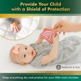 Crib Mattress Protector Pad - Ultra-Soft Waterproof Breathable Premium Bamboo Rayon - Noiseless Fitted Dryer Safe Cover. High Absorbency Oeko-TEX Certified (28 x 52 x 9 inches) MARGAUX & MAY Crib Mattress Protector Pad - Ultra-Soft Waterproof Breathable Premium Bamboo Rayon - Noiseless Fitted Dryer Safe Cover. High Absorbency Oeko-TEX Certified (28 x 52 x 9 inches) MARGAUX & MAY