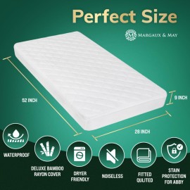Crib Mattress Protector Pad - Ultra-Soft Waterproof Breathable Premium Bamboo Rayon - Noiseless Fitted Dryer Safe Cover. High Absorbency Oeko-TEX Certified (28 x 52 x 9 inches) MARGAUX & MAY Crib Mattress Protector Pad - Ultra-Soft Waterproof Breathable Premium Bamboo Rayon - Noiseless Fitted Dryer Safe Cover. High Absorbency Oeko-TEX Certified (28 x 52 x 9 inches) MARGAUX & MAY