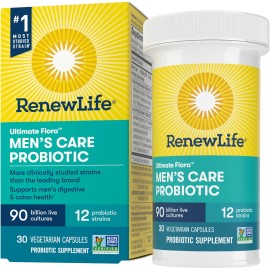 Renew Life Men\'s Care Probiotic Capsules, Supports Mens Digestive, Colon, Immune and Respiratory Health, L. Rhamnosus GG, Dairy, Soy and gluten-free, 90 Billion CFU, 30 Count Renew Life Men\'s Care Probiotic Capsules, Supports Mens Digestive, Colon, Immune and Respiratory Health, L. Rhamnosus GG, Dairy, Soy and gluten-free, 90 Billion CFU, 30 Count