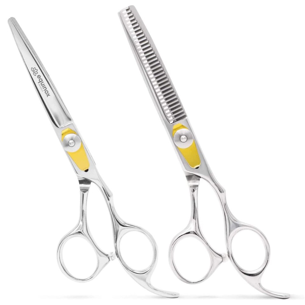 Equinox Professional Razor Edge Series Hair Cutting Scissors Set - Barber Hair Cutting & Thinning Shears/Texturizing Scissors Set - 6.5 Inches Hair Cutting Scissors Kit for Men/Women/Kids/Salon & Home Equinox Professional Razor Edge Series Hair Cutting Scissors Set - Barber Hair Cutting & Thinning Shears/Texturizing Scissors Set - 6.5 Inches Hair Cutting Scissors Kit for Men/Women/Kids/Salon & Home