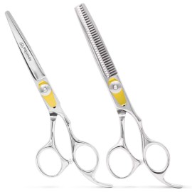 Equinox Professional Razor Edge Series Hair Cutting Scissors Set - Barber Hair Cutting & Thinning Shears/Texturizing Scissors Set - 6.5 Inches Hair Cutting Scissors Kit for Men/Women/Kids/Salon & Home Equinox Professional Razor Edge Series Hair Cutting Scissors Set - Barber Hair Cutting & Thinning Shears/Texturizing Scissors Set - 6.5 Inches Hair Cutting Scissors Kit for Men/Women/Kids/Salon & Home