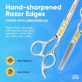 Equinox Professional Razor Edge Series Hair Cutting Scissors Set - Barber Hair Cutting & Thinning Shears/Texturizing Scissors Set - 6.5 Inches Hair Cutting Scissors Kit for Men/Women/Kids/Salon & Home Equinox Professional Razor Edge Series Hair Cutting Scissors Set - Barber Hair Cutting & Thinning Shears/Texturizing Scissors Set - 6.5 Inches Hair Cutting Scissors Kit for Men/Women/Kids/Salon & Home