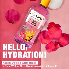 Dickinson\'s Enhanced Witch Hazel Hydrating Toner with Rosewater, Alcohol Free, 98% Natural Formula, 16 Fl Oz (Pack of 1)
