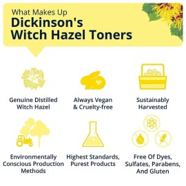 Dickinson\'s Enhanced Witch Hazel Hydrating Toner with Rosewater, Alcohol Free, 98% Natural Formula, 16 Fl Oz (Pack of 1)