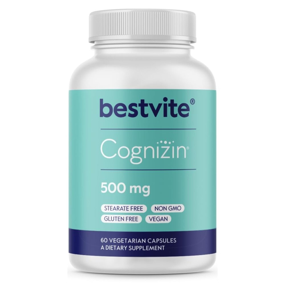 BESTVITE Cognizin 500mg (60 Vegetarian Capsules) - Clinically Studied Premium Choline Nootropic - No Stearates - Vegan - Non GMO - Gluten Free - Citicoline - Brain Supplements for Memory and Focus BESTVITE Cognizin 500mg (60 Vegetarian Capsules) - Clinically Studied Premium Choline Nootropic - No Stearates - Vegan - Non GMO - Gluten Free - Citicoline - Brain Supplements for Memory and Focus