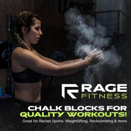 Rage Fitness Premium Gym Chalk, Pure Magnesium Carbonate Chalk for Excellent Grip, Weightlifting, Gymnastics, Rock Climbing - Block Chalk 1 LB Rage Fitness Premium Gym Chalk, Pure Magnesium Carbonate Chalk for Excellent Grip, Weightlifting, Gymnastics, Rock Climbing - Block Chalk 1 LB