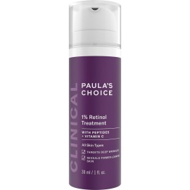 Paula\'s Choice CLINICAL 1% Retinol Treatment Cream with Peptides, Vitamin C & Licorice Extract, Anti-Aging & Wrinkles, 1 Ounce