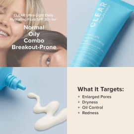 Paula\'s Choice CLEAR Ultra-Light Hydrating Oil Free Moisturizer SPF 30, UVA UVB Protection, Pore Minimizer Sunscreen for Face, 2 Ounce Paula\'s Choice CLEAR Ultra-Light Hydrating Oil Free Moisturizer SPF 30, UVA UVB Protection, Pore Minimizer Sunscreen for Face, 2 Ounce