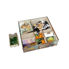 The Broken Token Game Organizer Compatible with King of Tokyo - Wooden Game Organizing Box with Multiple Trays