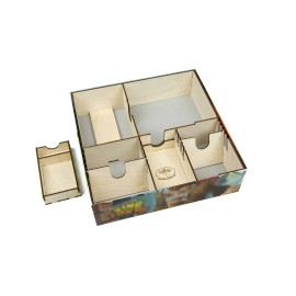 The Broken Token Game Organizer Compatible with King of Tokyo - Wooden Game Organizing Box with Multiple Trays