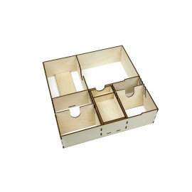 The Broken Token Game Organizer Compatible with King of Tokyo - Wooden Game Organizing Box with Multiple Trays