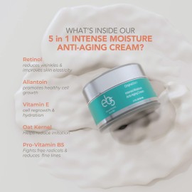 eb5 Intense Moisture Anti Aging Moisturizer Face and Neck Cream- Tone & Tighten Skin with Retinol, Fade Fine Lines and Wrinkles with Vitamin E, A and B5-4oz eb5 Intense Moisture Anti Aging Moisturizer Face and Neck Cream- Tone & Tighten Skin with Retinol, Fade Fine Lines and Wrinkles with Vitamin E, A and B5-4oz