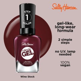 Sally Hansen Miracle Gel, Wine Stock, Long Lasting, Gel-Like Formula, No UV Lamp Needed, Opaque, Shiny Red Nail Polish Sally Hansen Miracle Gel, Wine Stock, Long Lasting, Gel-Like Formula, No UV Lamp Needed, Opaque, Shiny Red Nail Polish