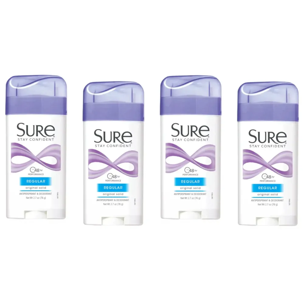 Sure Anti-Perspirant & Deodorant Original Solid, Regular Scent 2.70 oz (Pack of 4)