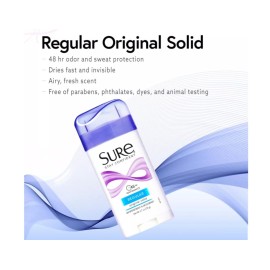 Sure Anti-Perspirant & Deodorant Original Solid, Regular Scent 2.70 oz (Pack of 4)