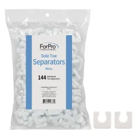 ForPro Sole Toe Separators, White, Individual Toe Separators for Pedicures, 144-Count