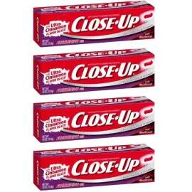 Close-Up Fluoride Toothpaste, Freshening Red Gel 4 oz (Pack of 4)