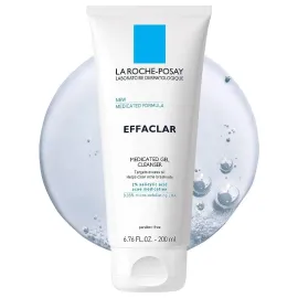La Roche-Posay Effaclar Medicated Gel Cleanser, 2% Salicylic Acid Cleanser + LHA + Glycerin, Foaming Acne Face Wash, Helps Clear & Prevent Acne Breakouts, Oil Free, Targets Excess Oil