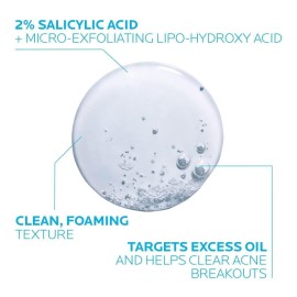La Roche-Posay Effaclar Medicated Gel Cleanser, 2% Salicylic Acid Cleanser + LHA + Glycerin, Foaming Acne Face Wash, Helps Clear & Prevent Acne Breakouts, Oil Free, Targets Excess Oil