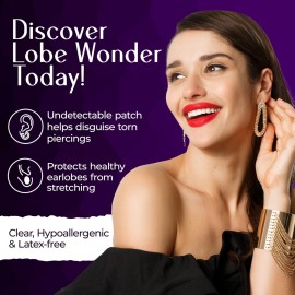 Lobe Wonder - The ORIGINAL Ear Lobe Support Patch for Pierced Ears - Eliminates the Look of Torn or Stretched Piercings - Protects Healthy Ear Lobes from Tearing - 60 Patches - Clear & Latex-Free Lobe Wonder - The ORIGINAL Ear Lobe Support Patch for Pierced Ears - Eliminates the Look of Torn or Stretched Piercings - Protects Healthy Ear Lobes from Tearing - 60 Patches - Clear & Latex-Free
