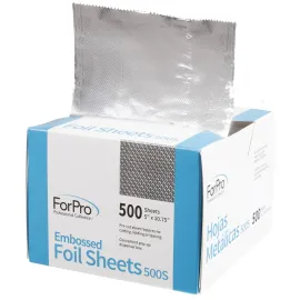 ForPro Professional Collection Embossed Foil Sheets 500S, Aluminum Foil, Pop-Up Dispenser, for Hair Color Application and Highlighting Services, Food Safe, 5 W x 10.75 L, 500 Count ForPro Professional Collection Embossed Foil Sheets 500S, Aluminum Foil, Pop-Up Dispenser, for Hair Color Application and Highlighting Services, Food Safe, 5 W x 10.75 L, 500 Count