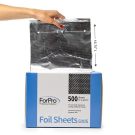 ForPro Professional Collection Embossed Foil Sheets 500S, Aluminum Foil, Pop-Up Dispenser, for Hair Color Application and Highlighting Services, Food Safe, 5 W x 10.75 L, 500 Count ForPro Professional Collection Embossed Foil Sheets 500S, Aluminum Foil, Pop-Up Dispenser, for Hair Color Application and Highlighting Services, Food Safe, 5 W x 10.75 L, 500 Count
