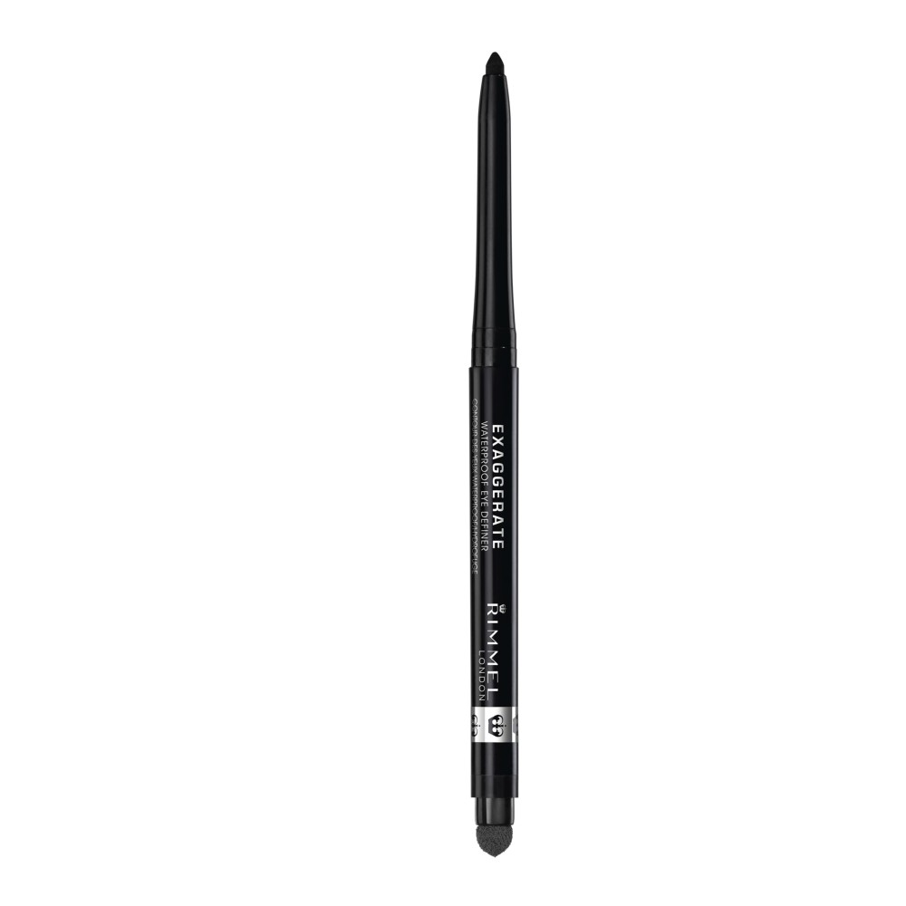 Rimmel London Exaggerate Waterproof Eye Definer Eyeliner, Highly Pigmented, Long-Wearing, Built-In Smudger, 262, Blackest Black, 0.01oz Rimmel London Exaggerate Waterproof Eye Definer Eyeliner, Highly Pigmented, Long-Wearing, Built-In Smudger, 262, Blackest Black, 0.01oz