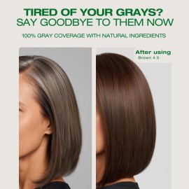 Naturigin Permanent Hair Dye, 4.0 Brown, Ammonia and Paraben Free, up to 100% Gray Hair Coverage, Long Lasting, Vegan, Cruelty Free