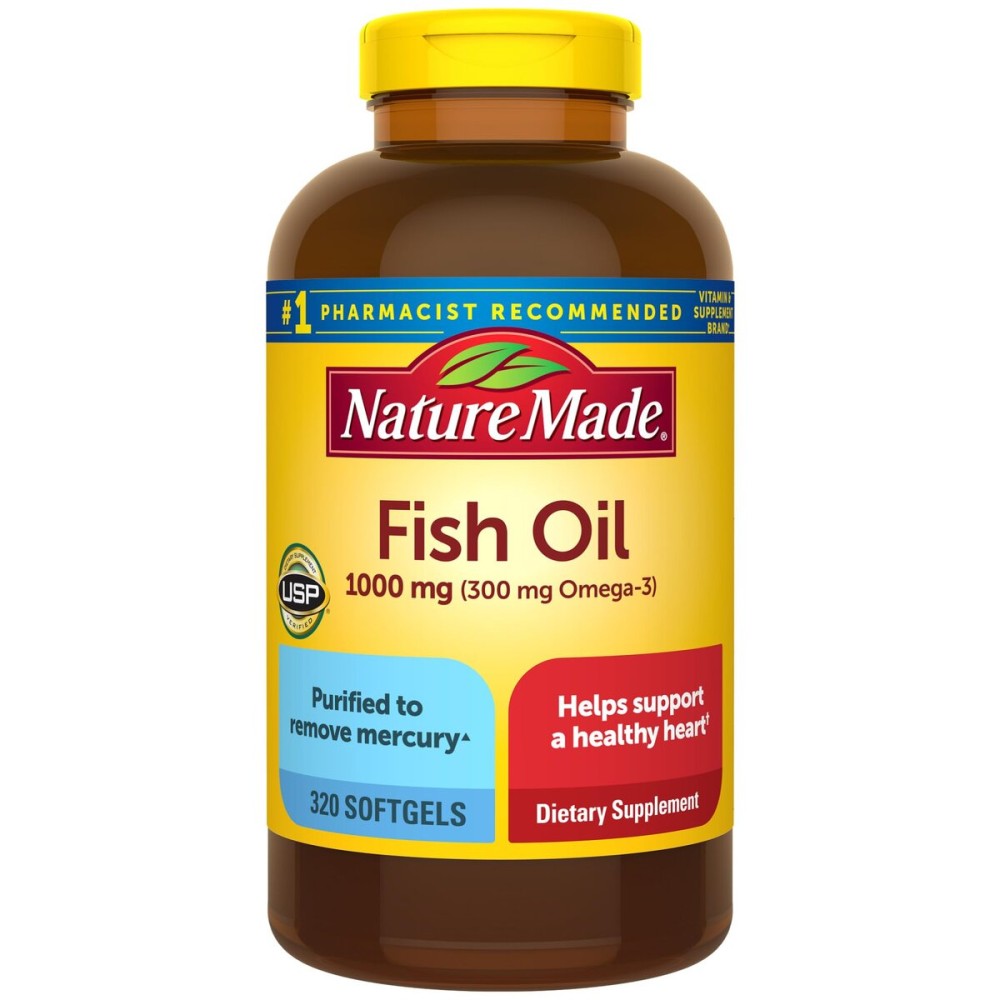 Nature Made Fish Oil Omega 3 Supplements, 1000mg Softgels, Omega 3 Fish Oil for Healthy Heart Support, 320 Softgels, 160 Day Supply Nature Made Fish Oil Omega 3 Supplements, 1000mg Softgels, Omega 3 Fish Oil for Healthy Heart Support, 320 Softgels, 160 Day Supply