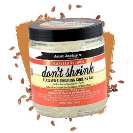 Aunt Jackie\'s Flaxseed Recipes Don\'t Shrink Elongating Hair Curling Gel for Natural Curls, Coils and Waves, Helps Prevent Dryness and Flaking, 15 oz