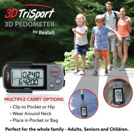 3DTriSport Walking 3D Pedometer with Clip and Strap, Free eBook | 30 Days Memory, Accurate Step Counter, Walking Distance Miles/Km, Calorie Counter, Daily Target Monitor, Exercise Time (Grey/Black) 3DTriSport Walking 3D Pedometer with Clip and Strap, Free eBook | 30 Days Memory, Accurate Step Counter, Walking Distance Miles/Km, Calorie Counter, Daily Target Monitor, Exercise Time (Grey/Black)