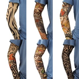 YARIEW Tattoo Sleeves for Men, 6Pcs Arm Sleeves Fake Tattoos Sleeves to Cover Arms Sun Protection Sleeves Tattoo Sleeve Covers Temporary Tattoo Sleeves for Men and Women (Set 1)