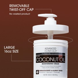 Advanced Clinicals Coconut Oil Body Cream For Women & Men | Hydrating Coconut Lotion For Extremely Dry Skin | Visible Anti Aging Body Butter Skin Care Balm Moisturizer For Hand, Heel, Feet, 16oz, 2PC Advanced Clinicals Coconut Oil Body Cream For Women & Men | Hydrating Coconut Lotion For Extremely Dry Skin | Visible Anti Aging Body Butter Skin Care Balm Moisturizer For Hand, Heel, Feet, 16oz, 2PC