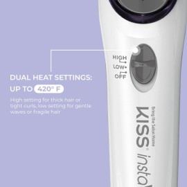 KISS Instawave Deluxe Automatic Rotating Curling Iron, Patented Automotic Spinner, 2-Way Rotation, 1 Ceramic Ionic Wand, Dual Heat Settings, 420 Max Temperature, Black & White KISS Instawave Deluxe Automatic Rotating Curling Iron, Patented Automotic Spinner, 2-Way Rotation, 1 Ceramic Ionic Wand, Dual Heat Settings, 420 Max Temperature, Black & White