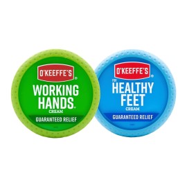 O\'Keeffe\'s Working Hands Hand Cream, 3.4 Ounce Jar and Healthy Feet Foot Cream, 3.2 Ounce Jar