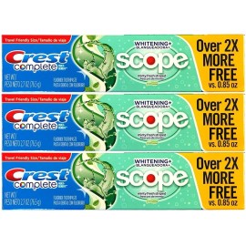 Crest Complete Multi-Benefit Whitening + Scope Minty Fresh Flavor Toothpaste 2.7 Oz, Pack of 3