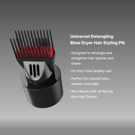 Red by Kiss Universal Detangling Blow Dryer Hair Styling Pik - Double Layer Pik Attachment for Smooth, Frizz-Free Hair - Compatible with All Hair Dryers, Wigs, Weaves & Natural Hair Red by Kiss Universal Detangling Blow Dryer Hair Styling Pik - Double Layer Pik Attachment for Smooth, Frizz-Free Hair - Compatible with All Hair Dryers, Wigs, Weaves & Natural Hair