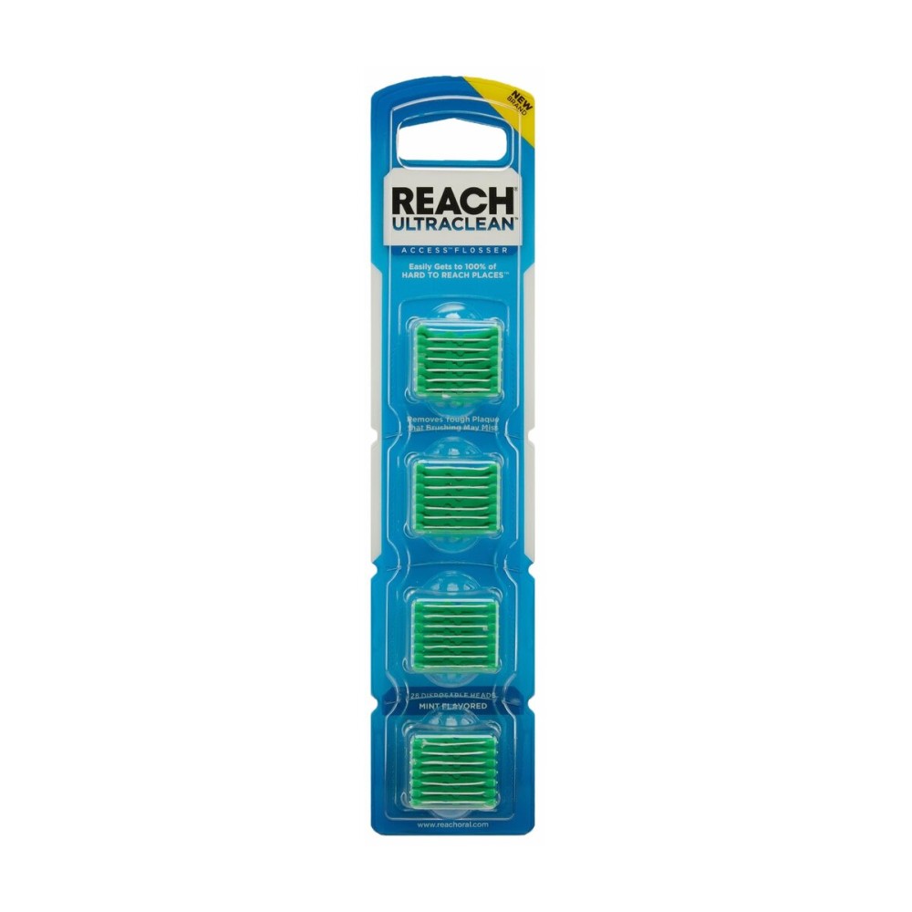 REACH Ultraclean Access Flosser Refill Heads, Mint, Plaque Remover for Teeth, Shred Resistant, for Hard to Reach Areas, Oral Care, PFAS Free, for Adults & Kids, 1 Pack, 28 Count REACH Ultraclean Access Flosser Refill Heads, Mint, Plaque Remover for Teeth, Shred Resistant, for Hard to Reach Areas, Oral Care, PFAS Free, for Adults & Kids, 1 Pack, 28 Count