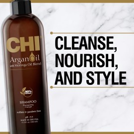 CHI Argan Oil Shampoo, Restores Moisture, Helps Rejuvenate Dry, Damaged Hair & Enhances Strength, Sulfate, Paraben, & Cruelty-Free, 11.5 Oz CHI Argan Oil Shampoo, Restores Moisture, Helps Rejuvenate Dry, Damaged Hair & Enhances Strength, Sulfate, Paraben, & Cruelty-Free, 11.5 Oz