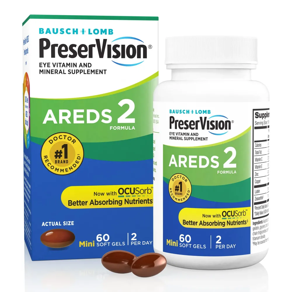 PreserVision AREDS 2 Eye Vitamins for Macular Health, Lutein and Zeaxanthin Supplement with Vitamin C, Vitamin E, Zinc, and Copper for Vision & Ocular Support, 60 Softgels (Minigels) PreserVision AREDS 2 Eye Vitamins for Macular Health, Lutein and Zeaxanthin Supplement with Vitamin C, Vitamin E, Zinc, and Copper for Vision & Ocular Support, 60 Softgels (Minigels)