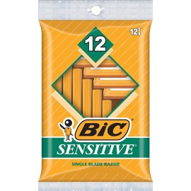 (Pack of 2) Bic Single Blade Sensitive Skin Shavers - 12 in Pack [Total 24]