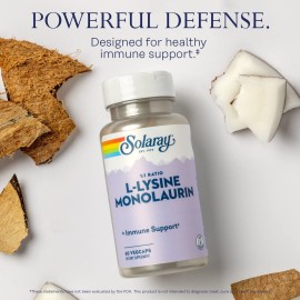SOLARAY L-Lysine Monolaurin Immune Support Supplement, 1:1 Ratio for Immune System Function, 500 mg Each, 60-Day Money Back Guarantee, 30 Servings, 60 VegCaps SOLARAY L-Lysine Monolaurin Immune Support Supplement, 1:1 Ratio for Immune System Function, 500 mg Each, 60-Day Money Back Guarantee, 30 Servings, 60 VegCaps