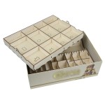 The Broken Token Board Game Organizer - Caverna Compatible Wood Storage Box with Multiple Trays and Dividers