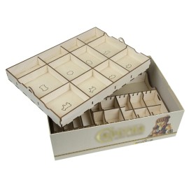 The Broken Token Board Game Organizer - Caverna Compatible Wood Storage Box with Multiple Trays and Dividers