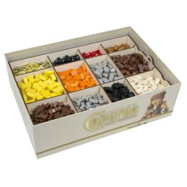 The Broken Token Board Game Organizer - Caverna Compatible Wood Storage Box with Multiple Trays and Dividers