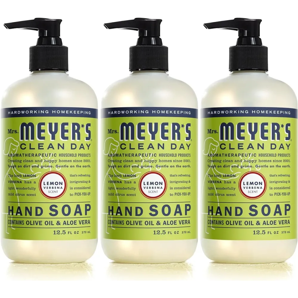 MRS. MEYER\'S CLEAN DAY Liquid Hand Soap, Cruelty-Free, and Biodegradable Hand Wash Made with Essential Oils, Lemon Verbena Scent, 12.5 Oz (Pack of 3)