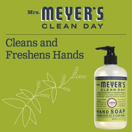 MRS. MEYER\'S CLEAN DAY Liquid Hand Soap, Cruelty-Free, and Biodegradable Hand Wash Made with Essential Oils, Lemon Verbena Scent, 12.5 Oz (Pack of 3)
