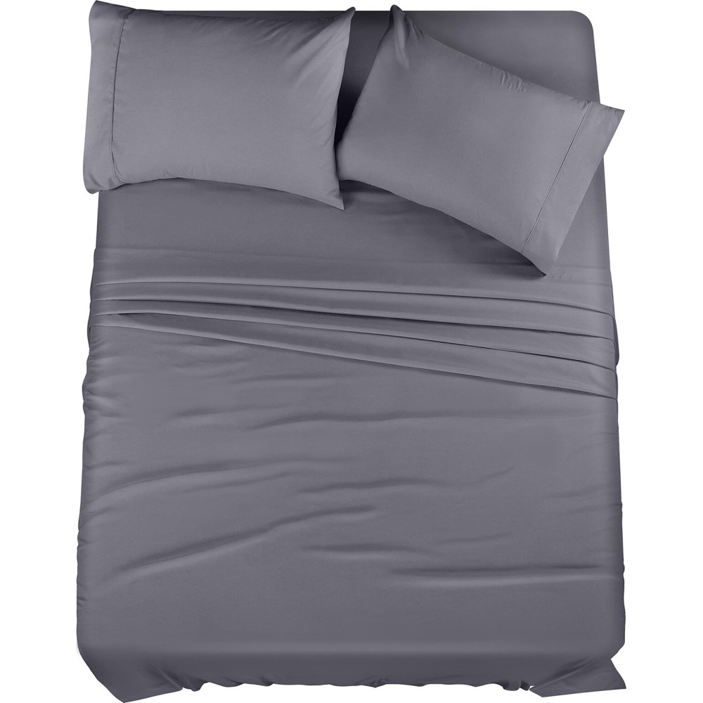Utopia Bedding Queen Sheet Set - 4 Piece Bed Sheets for Queen Size Bed, Soft and Breathable Microfiber, Includes 1 Fitted Sheet, 1 Flat Sheet and 2 Pillowcases (Grey)