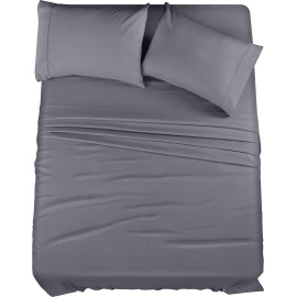 Utopia Bedding Queen Sheet Set - 4 Piece Bed Sheets for Queen Size Bed, Soft and Breathable Microfiber, Includes 1 Fitted Sheet, 1 Flat Sheet and 2 Pillowcases (Grey)