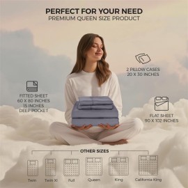 Utopia Bedding Queen Sheet Set - 4 Piece Bed Sheets for Queen Size Bed, Soft and Breathable Microfiber, Includes 1 Fitted Sheet, 1 Flat Sheet and 2 Pillowcases (Grey)